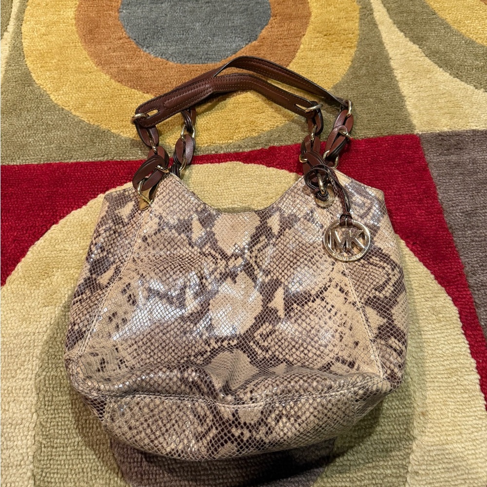 Michael Kors Python Snakeskin Embossed Leather Sh… - image 1